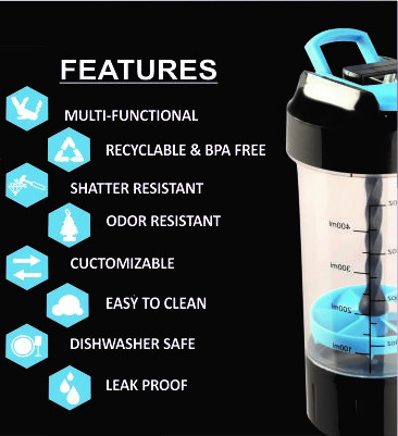 Leak Proof, Easy to Carry Gym Cyclone Protein Shaker Bottle for