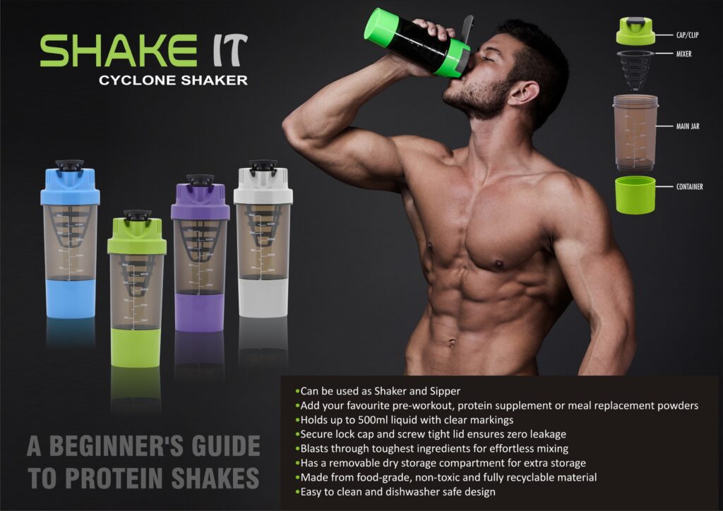 Cyclone Protein Shaker Bottle with Compartment 500ml