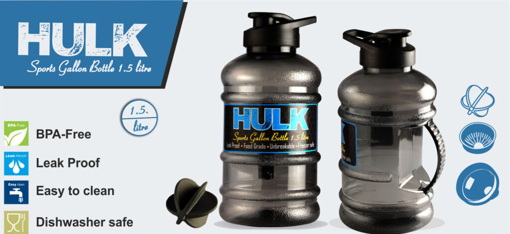 HulkNutrition Gym Gallon Shaker Bottle 1.5 L, Shaker Bottles for Prote